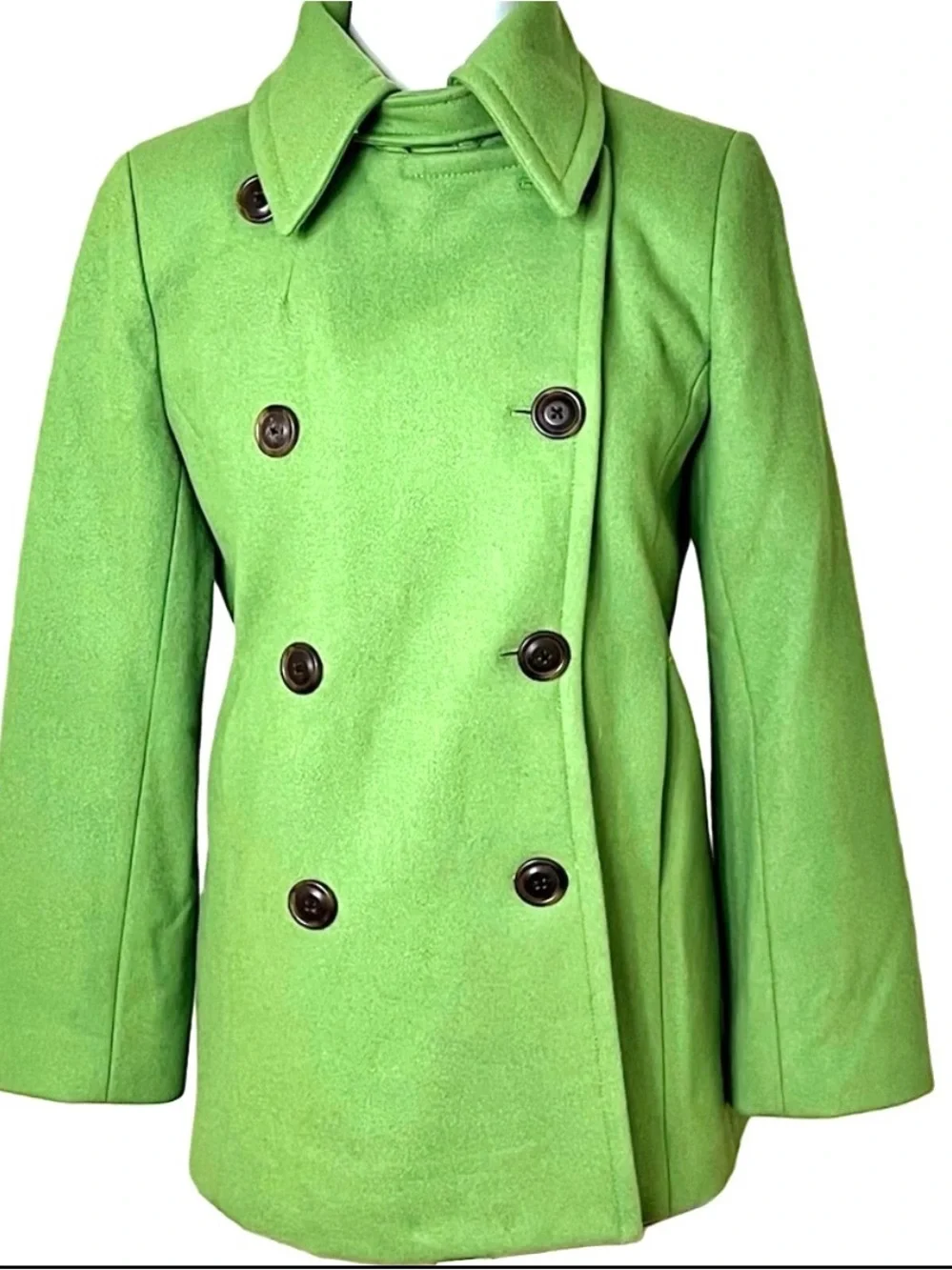 J.Crew Vintage Wool Thinsulate Pea Coat Jacket Size S Bright Green
